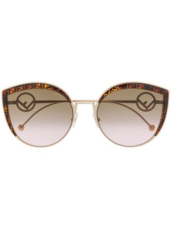 Fendi Eyewear Cat Eye Logo Plaque Sunglasses - Farfetch