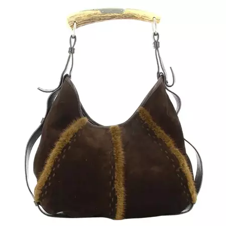 Yves Saint Laurent Mombasa Bag in Suede and Animal Hair For Sale at 1stDibs