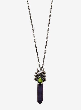 Spider Green & Purple Faux Crystal Necklace