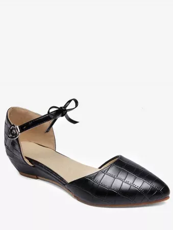2019 Plus Size Low Heel Pointed Toe Bow Chic Sandals In BLACK 43 | DressLily.com