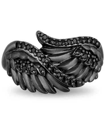 Enchanted Disney Fine Jewelry Black Diamond Maleficent Wing Ring (1/4 ct. t.w.) in Sterling Silver & Black Rhodium-Plate
