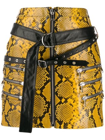 yellow snake patterned skirt