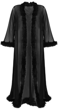 Boohoo black fluffy kimono robe