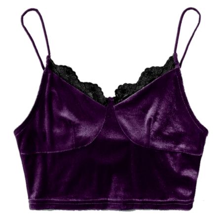 SHEIN Velvet Glamurous Lace Purple Crop Top