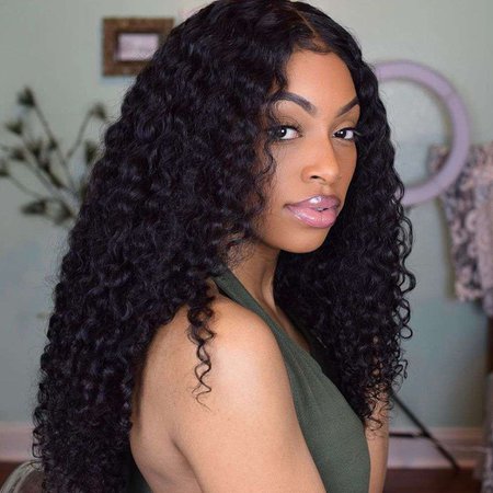 AfricanMall Curly Wigs Lace Front 100% Human Hair Jerry Curly Wig