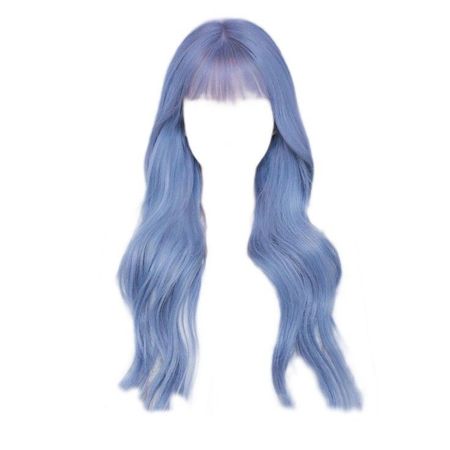 long blue hair with bangs