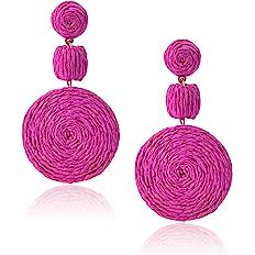 Amazon.com: KaFu Woven Rattan Earrings Handmade Wicker Earrings Straw Knit Hoop Lightweight Bohemian Dangle Hoop Earrings Drop Dangle Geometric Statement Earrings for Women Girls (black): Clothing, Shoes & Jewelry
