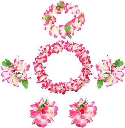 Amazon.com: Udalyn Hawaiian Luau Flower Leis Jumbo Necklaces Bracelets Headband Anklets Set 6-7 Pack: Clothing