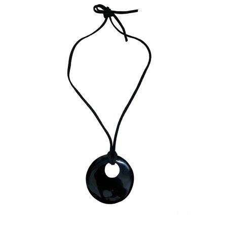 Black Pendant Necklace Tie Up Cord ❁ Great... - Depop
