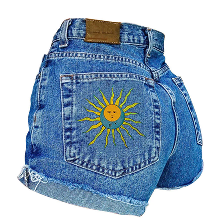 Sun & Moon Embroidered Shorts