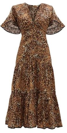 Leopard Print Cotton Blend Midi Dress - Womens - Leopard