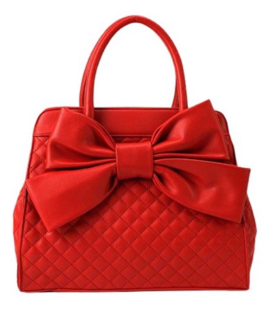red quilted purse with bow