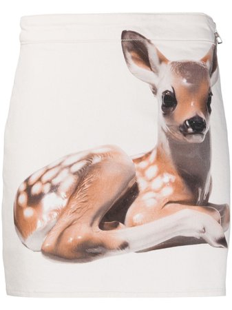 Burberry Deer Print Denim Mini Skirt - Farfetch