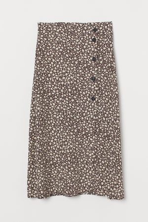 Calf-length Skirt - Brown/white floral - Ladies | H&M US