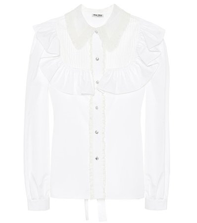 Crystal-embellished cotton blouse