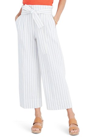 Madewell Bayside Stripe Paperbag Waist Pants | Nordstrom