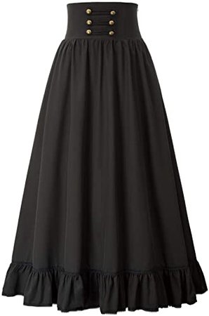 Scarlet Darkness Women Victorian Maxi Skirt Vintage High Waist A Line Skirt at Amazon Women’s Clothing store