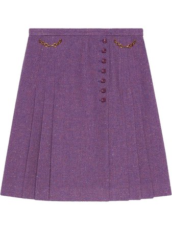Purple Wool Tweed Horsebits Skirt
