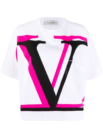 Valentino VLOGO Print Cropped T-shirt - Farfetch