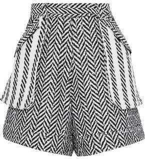 Sequin-embellished Herringbone Tweed Shorts