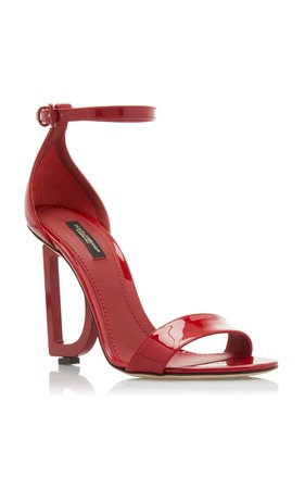 Logo-Embellished Patent Leather Sandals By Dolce & Gabbana | Moda Operandi