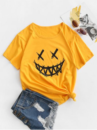 [25% OFF] [POPULAR] 2020 Grimace Graphic Funny Halloween T-shirt In YELLOW | ZAFUL