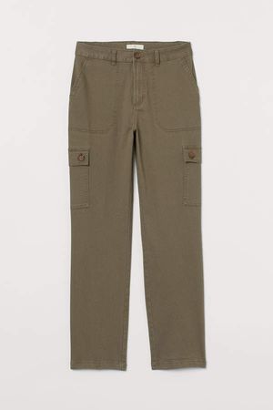 Ankle-length Cargo Pants - Green