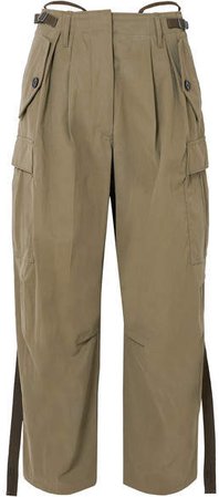 Pleated Canvas Tapered Pants - Army green