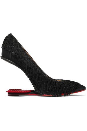 Tip Toe fringed textured-satin pumps | CHARLOTTE OLYMPIA | Sale up to 70% off | THE OUTNET