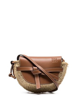 Loewe brown gate mini leather and raffia shoulder bag £775 - Shop SS19 Online - Fast Delivery, Free Returns