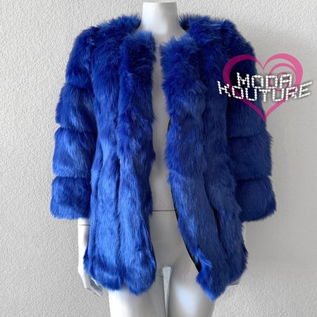 bebe Jackets & Coats | Royal Blue Faux Fur Coat | Poshmark