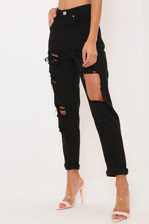 Black Mom Jeans Rip & Holes | Womens Fashion | ISAWITFIRST.com - - PDP – I SAW IT FIRST