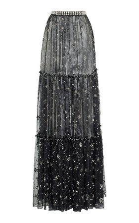 Galaxy Embellished Organza Maxi Skirt By Cucculelli Shaheen | Moda Operandi