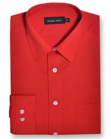 Men's Red Classic Easy Care Long Sleeve Shirt | Double TWO