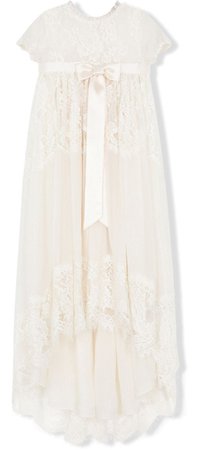 Dolce & Gabbana Kids bow-detail lace dress - White christening