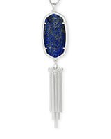 Rayne Bright Silver Long Pendant Necklace in Blue Lapis Blue Lapis | Kendra Scott