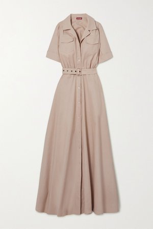 Beige Millie belted linen-blend maxi shirt dress | STAUD | NET-A-PORTER