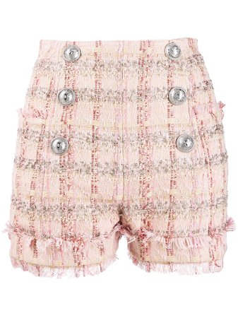 Balmain Double Breasted Pink Shorts | Farfetch.com