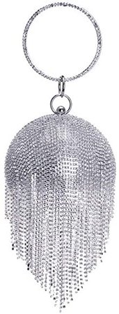 Womens Sparkling Crystal Fringed Ball Shape Evening Clutch Bag (RX03 Silver): Amazon.co.uk: Shoes & Bags