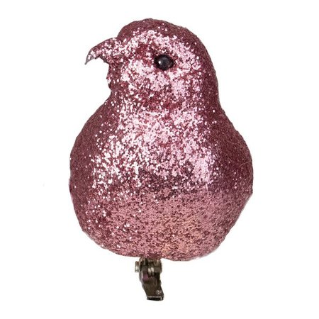 8" Pink Clip-On Glittered Bird Christmas Ornament Decoration - Overstock - 18123161