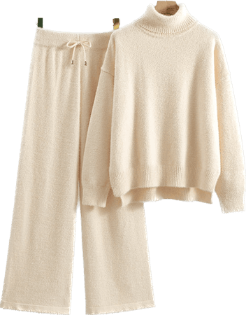 Beige Knitted Suit