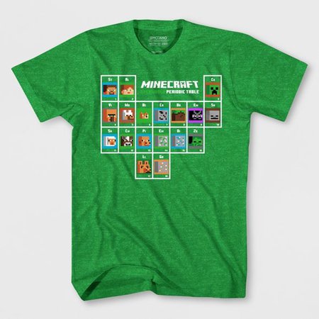 Boys' Minecraft Periodic Table Short Sleeve T-Shirt - Green : Target