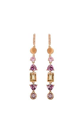 18k Pink Gold Rainbow Long Sapphire Earrings By Mimia Leblanc | Moda Operandi