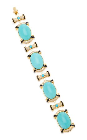 18k Yellow Gold Turquoise, Diamond Bracelet By Ruth Grieco | Moda Operandi