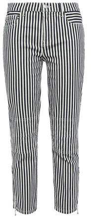 Cropped Striped Mid-rise Slim-leg Jeans