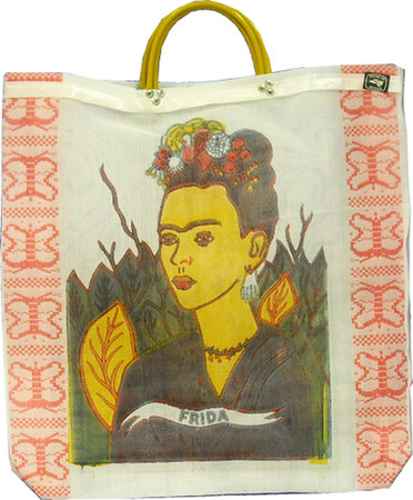 Frida Kahlo Recycled Large Tote Bag Mexico Mesh Printed - Incazteca