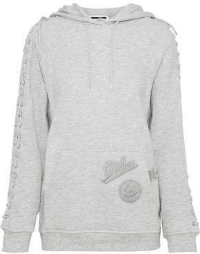 Lace-up Appliqued French Cotton-blend Terry Hoodie
