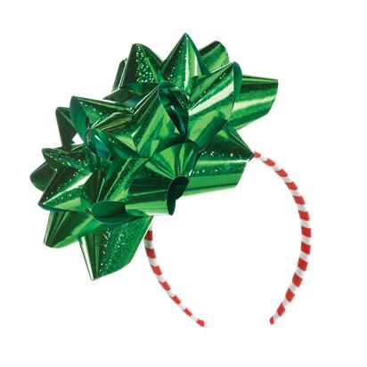 Green Christmas gift bow headband