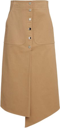 Tibi Asymmetric Cotton-Blend Midi Skirt