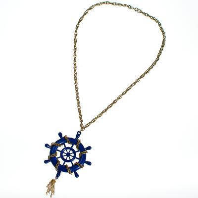 Vintage Blue Captains Wheel Statement Necklace - Vintage Meet Modern